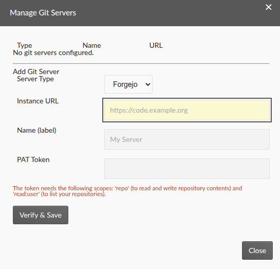 Gitrepo dialog